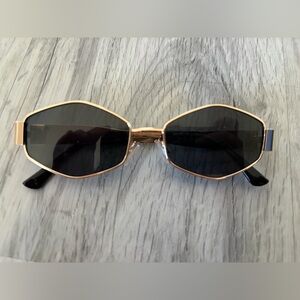 House of Harlow 1960 Geometric Gold and Black Sunglasses